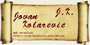 Jovan Kolarević vizit kartica
